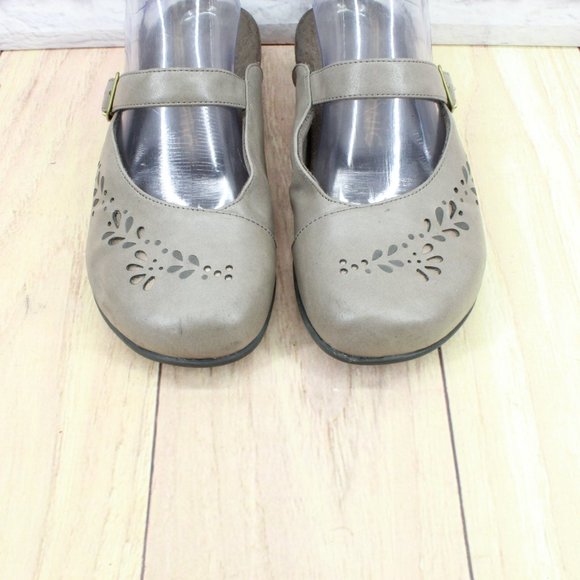 Vionic 374 Midway Gray Leather Slip On Buckled Mary Jane Flat Shoes Size 7 - Picture 5 of 9